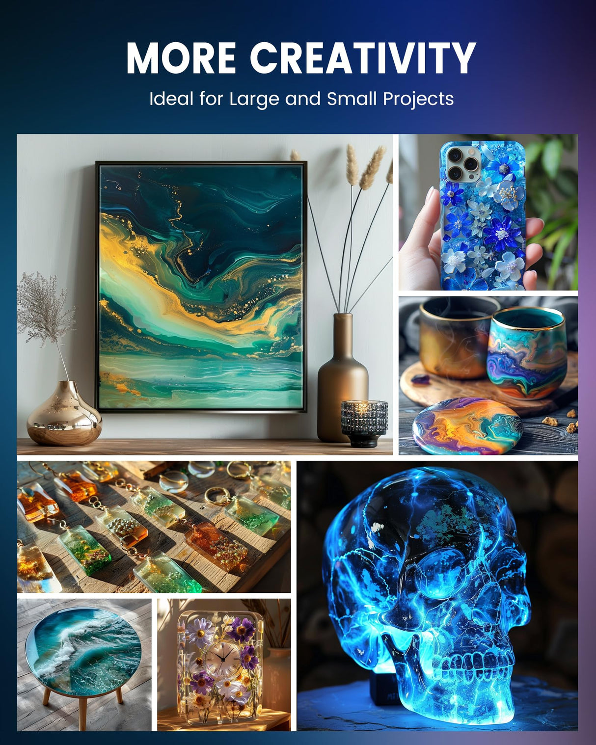 SUNLU Epoxy Resin Kit 48OZ, Crystal Clear Epoxy Resin No Bubble No Yellow, Easy to Mix 2:1 Ratio, Self Leveling Art Resin for Casting, Coating, Jewelry Making, River Table Tops, Gift(32OZ+16OZ) SUNLU