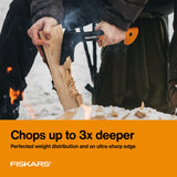 Fiskars X7 Hatchet Lightweight Wood Splitter for Small to Medium Size Kindling with Proprietary Blade and Shock-Absorbing FiberComp Handle, Lawn and Garden Tool, 14 inch, 1.5 pounds Fiskars