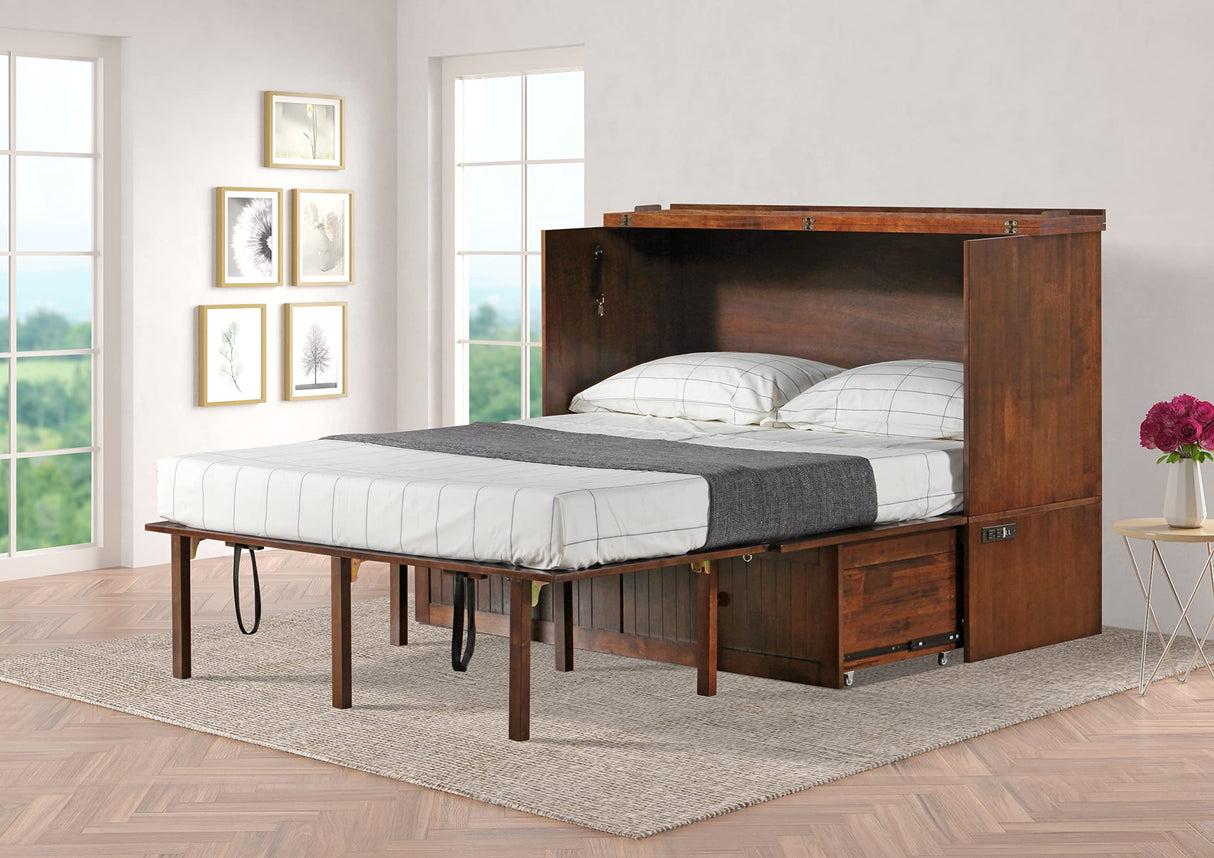 Mega Solutions Murphybedz Tuscany Murphy Cabinet Chest Bed with Charging Station 6 Inch, Queen (Tobacco) Mega Solutions