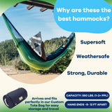 Handwoven Hammock by Yellow Leaf Hammocks - Double Size, Fits 1-2 PPL, 400lb max - Weathersafe, Super Strong, Easy to Hang, Ultra Soft, Artisan Made - Color: Neon - Blue - Turquoise Yellow Leaf Hammocks