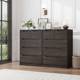 HOSTACK Modern 5 Drawer Dresser for Bedroom, Chest of Drawers with Storage, Wood Storage Chest Organizers with Cut-Out Handles, Accent Storage Cabinet for Living Room, Entryway, Hallway, Dark Brown HOSTACK