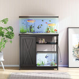 ZERDER Aquarium Stand with USB and AC Power Strip, Cabinet for Fish Tank Accessories Storage, Heavy Duty Metal Fish Tank Stand for Turtle Tank (Black, 40-50 Gallons) ZERDER