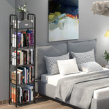 Azheruol Bookshelf Storage Shelf Bookcase Freestanding Storage Stand for Living Room, Bedroom, Kitchen Rust Resistance Easy Assembly Free Combination Multi-Functional Organizer (5 Tiers, Black) Azheruol