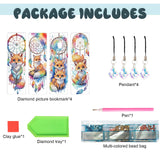TDFERAN 4PCS Diamond Bookmarks Dreamcatcher Fox Diamond Painting Kits with Tassels Pendants DIY Rhinestones Paint Bookmark for Writers Readers Funny Bookmarks Colored Gem Animal Bookmark TDFERAN