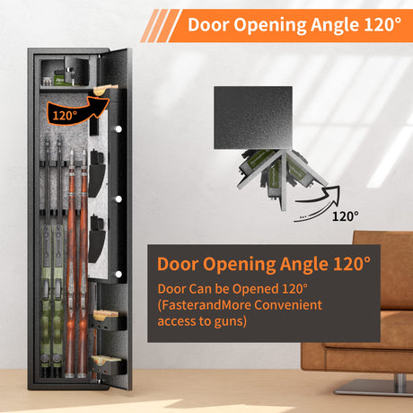 INTERGREAT 5-8 Gun Safe, Assembled Fingerprint Gun Safes for Rifles and Pistols, Quick Access Rifle Safe for Shotguns, Gun Locker with Fingerprint Keypad, Adjustable Shelf INTERGREAT