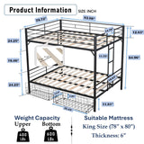 PVWIIK King Over King Bunk Bed with Storage Drawers and Ladder for Kids,Adult,Teenagers,Heavy Duty Metal Bunk Bed w/Full Length Guardrail for Dorm,Bedroom,Guest Room,No Box Spring Needed,Black PVWIIK