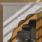 ECACAD Elegant 3-Tier White & Brown Storage Cabinet with Carved Doors and Drawer ECACAD