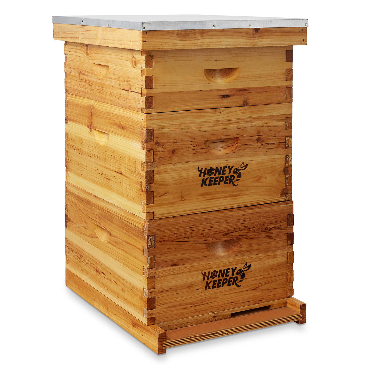 Honey Keeper Beehive 10 Frame Complete Box Kit Coated in 100% Beeswax (Waxed Boxes, 2 Deep and 1 Medium) with Wooden Frames and Waxed Foundations for Langstroth Beekeeping Honey Keeper