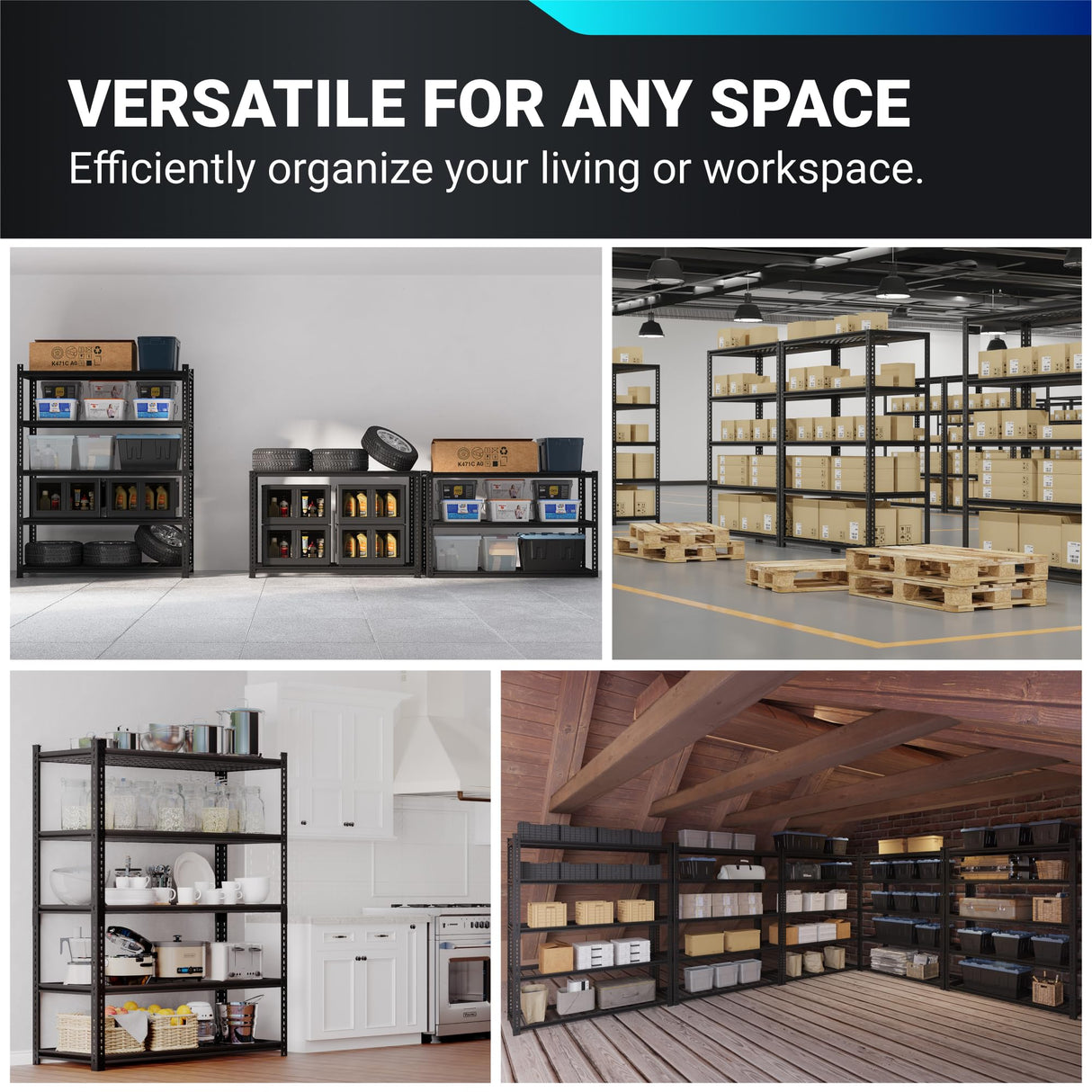 FLEXIMOUNTS Garage Shelving, Storage Racks and Shelving, Basement Storage Shelves, Garage Storage Shelves, 5-Tier Metal Shelf, 48" W x 24" D x 72" H, 2 Pack FLEXIMOUNTS