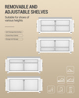 Hzuaneri Shoe Storage Bench, 2 Tier Shoe Bench with Padded Seat Cushion & 2 Barn Doors, Entryway Bench with Adjustable Shelf, Farmhouse Shoe Cabinet for Living Room, Bedroom, White SB26603GY Hzuaneri