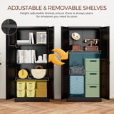 Kubohogar 60" Tall Metal Pantry Cabinet, Black Kitchen Pantry Storage Cabinet with Doors and 3 Adjustable Shelves, Cupboard for Kitchen, Dining Room, Living Room, Bathroom Kubohogar