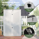 Aoxun Outdoor Resin Storage Shed with 2 Shelves & Floor, 64 Cu.Ft Vertical Waterproof Storage Cabinet for Garage Storage, Pool Storage, Bike Shed, Garden Tools, Patio Furniture (White) Aoxun