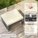 RELAX4LIFE Wicker Outdoor Ottoman Set of 2 - Rattan Footstools Foot Rest w/Removable Cushions, Multipurpose Side Table & Additional Seating, Outdoor Ottomans for Patio Garden Porch (Grey-Off White) RELAX4LIFE