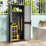 Giantex 68" Lockable Storage Cabinet, PP Garage Storage Shed with Doors, 3 Adjustable Shelves, Freestanding Tool Locker, Shelving Unit for Pantry, Basement, Laundry Room or Mudroom Giantex