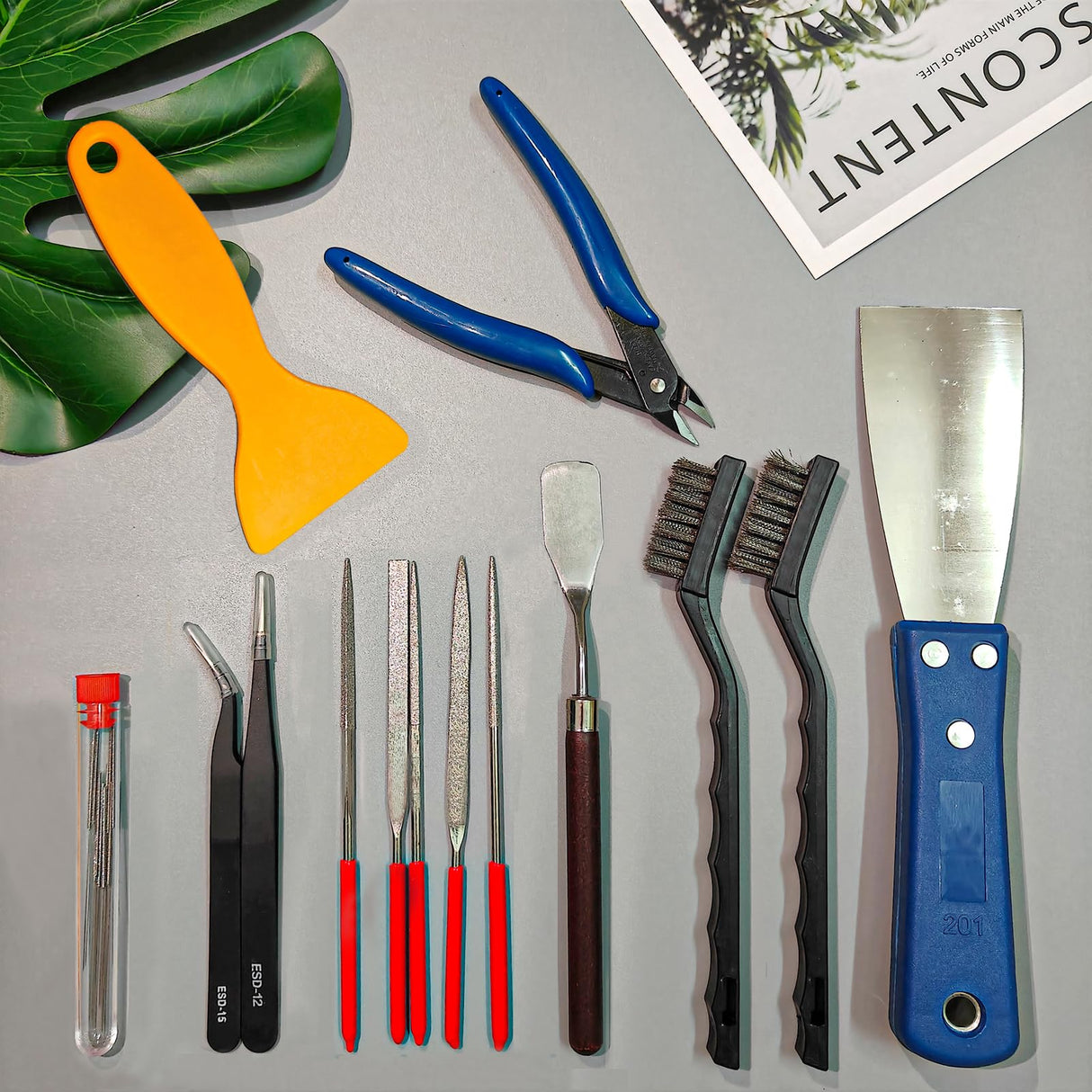 Lankki 23Pcs 3D Printer Tool Kit, 3D Printer Accessories Removal Tools Includes Nozzle Cleaning Kit, Putty Knife Scraper, Brushes, Tweezers, Diamond Files for 3D Prints Cleaning Finishing Lankki