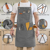 Aoomzoon Canvas Aprons for Men Chef Apron, Work Apron with Large Pockets - Durable 16oz Heavy Duty Cross Back, BBQ, Cooking (Gray, 1 Pack) Aoomzoon
