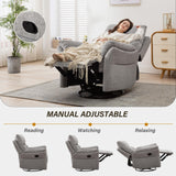 ANJ Swivel Rocker Recliner Nursery Chair, Manual Glider Rocking Recliner Chairs for Adults, Small Recliners for Small Space, 360° Swivel Lazy Boy Recliner Chairs for Living Room, rv, Silver Grey ANJ
