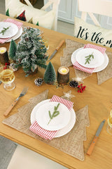 Feuille Burlap Farmhouse Winter Placemats Set of 4 Christmas Tree Holiday Placemats for Table Decorations Feuille