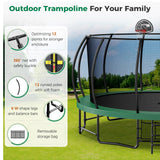 Tatub 16FT Upgrade Trampoline for Kids and Adults, Outdoor Recreational Trampolines with Basketball Hoop & Enclosure Net, Curved Poles & Storage Bag, Pumpkin Trampoline Capacity for 6-8, Green Tatub
