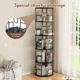 YZU Rotating Bookshelf Tower 5 Tier,Spinning Bookcase, Revolving 360 Book Shelf Narrow Tall Bookcase, Vertical Turning Round Storage Bookshelf,Book Shelf Organizer for Bedroom, Living Room (Black) YZU