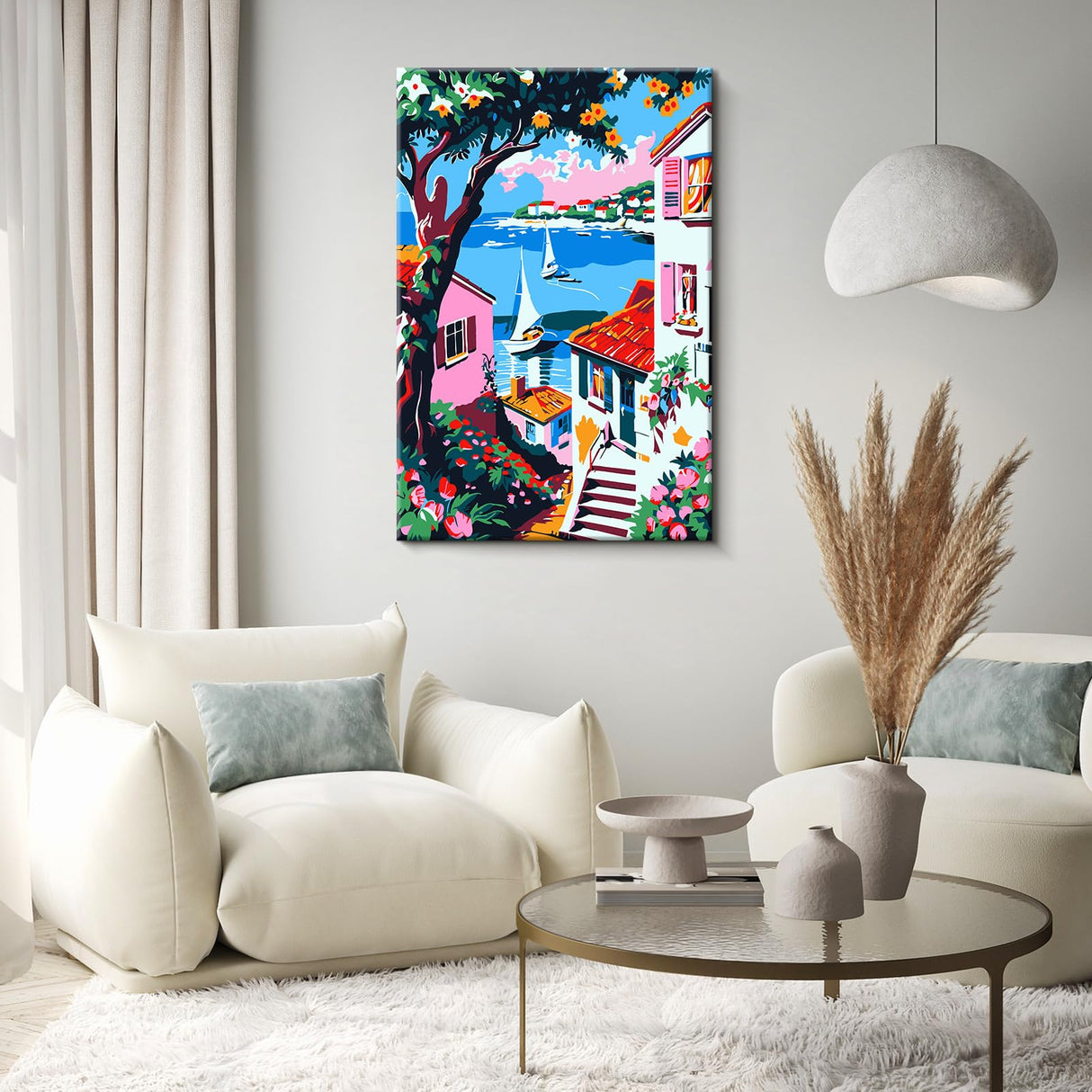 ZTOTZ Paint by Numbers Framed Canvas Seaside Beach, Paint by Numbers Kit for Adults Landscape,Framed Paint by Numbers for Adults Ocean Scenery, 8x12inch ZTOTZ