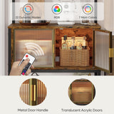 Rustic Chic 5-Tier Bakers Rack with Storage Cabinet and LED Lighting Bestier