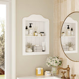 CJL 14'' x 18'' Recessed Medicine Cabinet, Solid Wood in-Wall Bathroom Cabinet, Arched Wall Niche Shelf, 2-Tier, White CJL