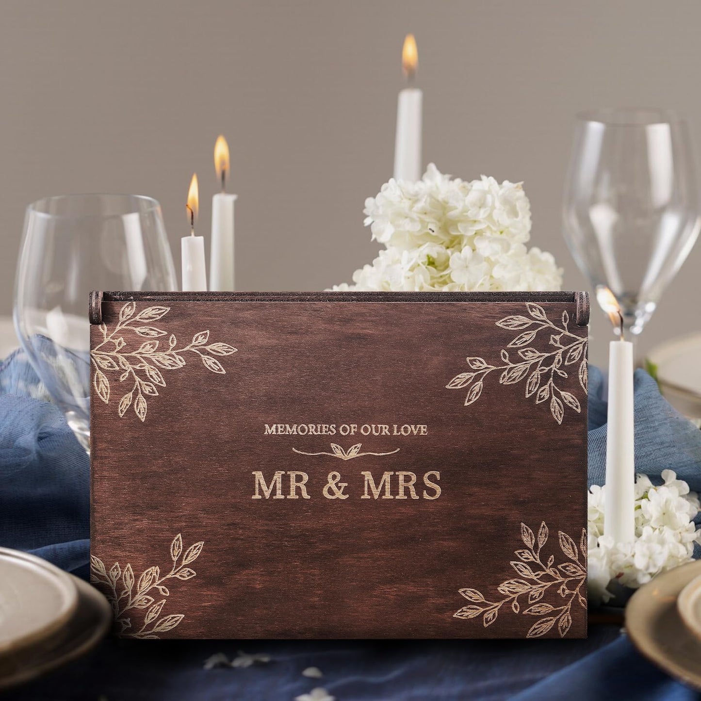 Wood Wedding Keepsake Box, Memory Storage Box for Couples, Personalized Wedding Engagement Box with Lids, Bridal Shower Gifts Birthday Gifts - WoodArtSupply