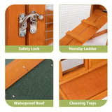 COZIWOW 83” Extra Large Wooden Rabbit Hutch Outdoor Easy to Assemble and Durable Rabbit Cage Bunny Hutch Indoor with Cleaning Tray & Waterproof Roof for Small and Medium Bunny Rabbit Chick (Orange) COZIWOW
