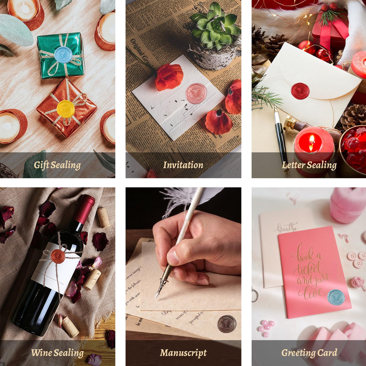 Comealltime 630Pcs Colorful Seasons Theme Wax Seal Kit with 24 Colors Wax Seal Beads, 10 Tea Light Candles and Gift Box (Butterfly) Comealltime