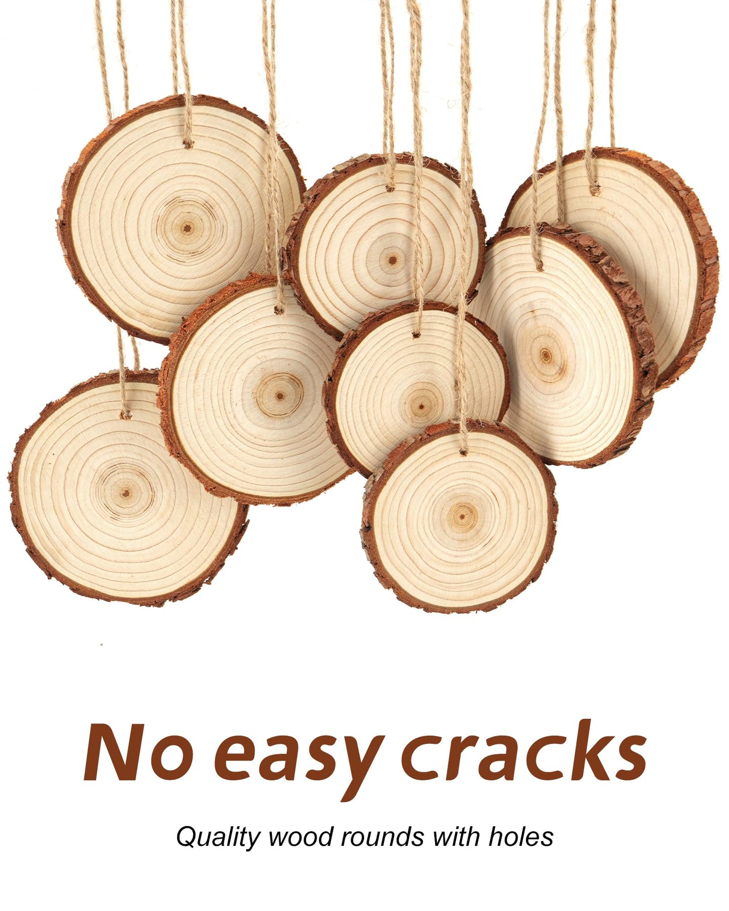 Unfinished Natural Wood Slices Small Wood Rounds with Bark 2.4-2.8” Wood Ornaments Round Wooden Slices for Crafts Small Blank Wood Circles with Holes Wooden Chips Round Wood Chips Wood Cookie 27PCS