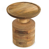 SIMPLIHOME Haynes SOLID MANGO WOOD 16 Inch Wide Round Boho Wooden Accent Table in Natural, Fully Assembled, For the Living Room and Bedroom SIMPLIHOME
