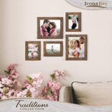 Icona Bay 8x10 Chestnut Brown Picture Frame, Rustic Wood Pattern, Lightly Distressed Frame for Table Top Display or Wall Mount, Traditions Collection Icona Bay