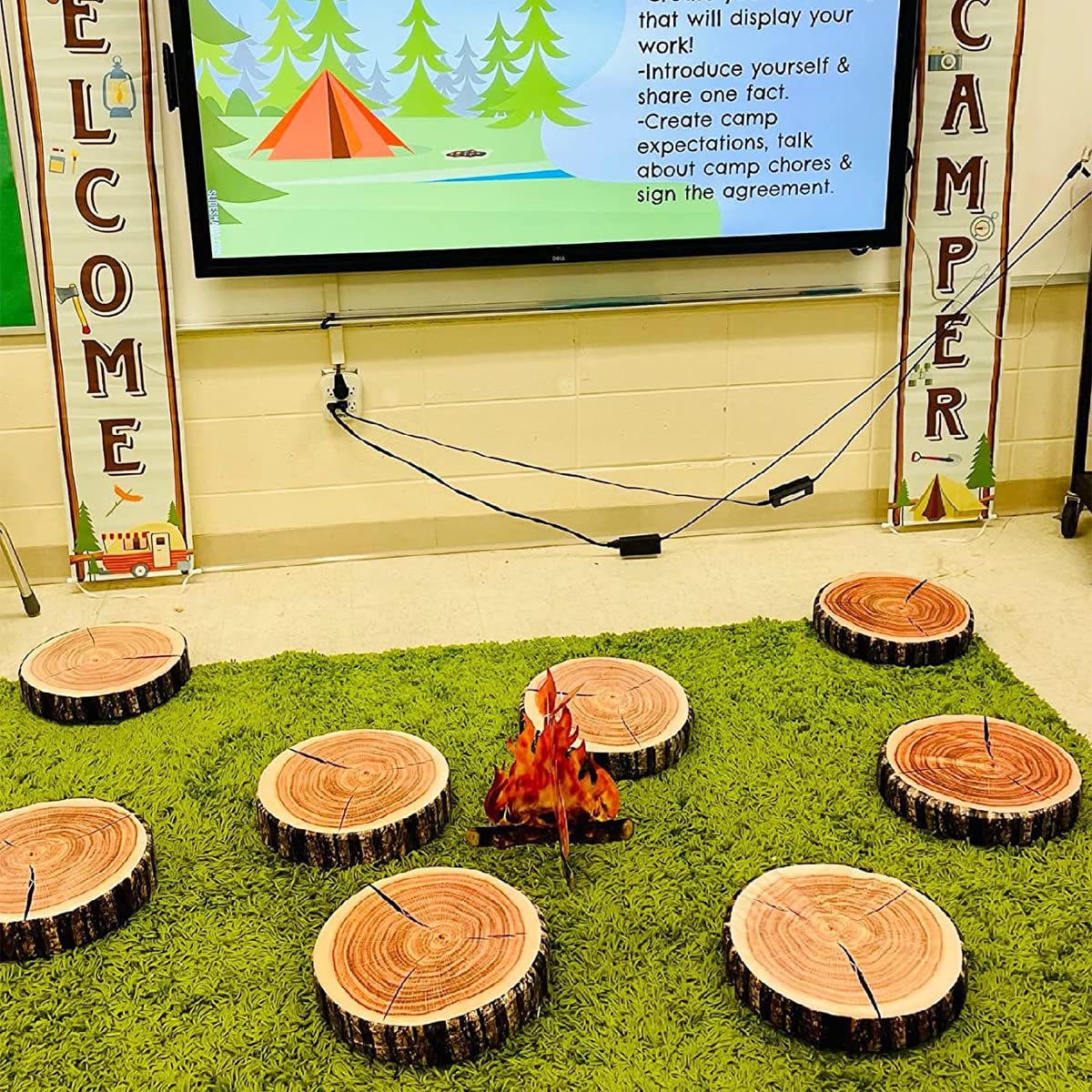 HYSEAS Decorative Round Throw Pillow, 3D Digital Print Comfortable Kids Funny Cute Wood Log Pillow Circle Seating Floor Cushion for Home, Couch, Sofa, Bedroom, Living Room Decor, Stump, 2 Pack HYSEAS