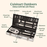 Cuisinart Deluxe Grill Tool Set, 20-Piece BBQ Kit with Aluminum Case and Digital Temperature Fork, Spatula, Tongs, Grill Accessories and Utensils, Grilling Set for Cookout Cuisinart