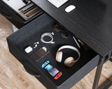 ODK 40 Inch Small Desk with Fabric Drawers- for Bedroom, Black Study Desk with Storage, Home Office Computer Desk for Small Spaces, Modern Work Writing Kids Table, Black ODK