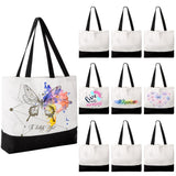 Joyclub 10 Pack Large Canvas Tote Bags Bulk Sublimation Blanks with Long Handle 18.5 x 15 x 4 inch Polyester Bags Wide Reusable Grocery for DIY Decorating Crafting Painting Shopping Joyclub