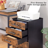HOOBRO 5-Drawer Chest, File Cabinet, Wooden File Cabinet, Office Cabinet with Drawers, Storage Cabinet for Makeup, for Home Office, Study, Easy Assembly, Rustic Brown BF05WJ01 HOOBRO