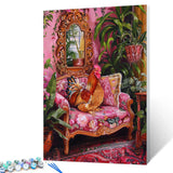 Animal Rooster Paint by Numbers Boho Paint by Numbers Kits Children,Botanical Room Painting on Canvas Funny Pink Set for Home Decor and Gift for Festival Without Framed 16''W x 20''H Aihonmin
