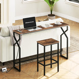 MAHANCRIS Sofa Console Table, 44.9" Entryway Table with Power Station, Narrow Couch Table, Hallway Table, Sofa Table with USB Ports, Metal Frame, for Entrance, Living Room, Rustic Brown CTHR113E01 MAHANCRIS