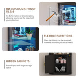 Lvifur 69" Corner Glass Display Cabinet with RGB Lights,3-Tier Movable Glass Shelves,Curio Display with Human Body Sensor,Bookcase with Storage Cabinet for Toys,Books,Collectibles,Liquor,Black Lvifur