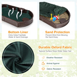 HONEY JOY Sandbox with Cover, 6FT Oval Sand Pit for Backyard, 4 Built-in Seating & Bottom Drainage Liner, All Weather Resistant Sand Boxes for Kids Outdoor with Lid HONEY JOY