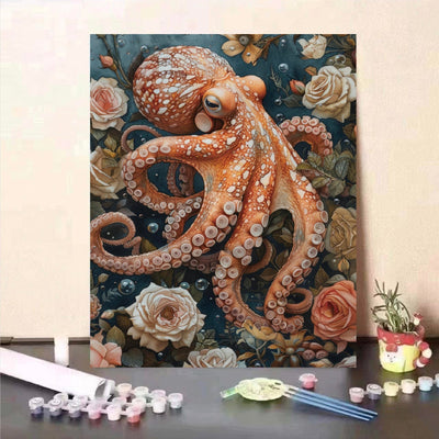 HULDFRDA Paint by Numbers Kit for Adults Octopus Paint by Numbers Kit Octopus Adult Paint by Number Kits on Canvas Octopus Paint-by-Number DIY Painting by Number Crafts for Wall Decor, 16 x20 Inch
