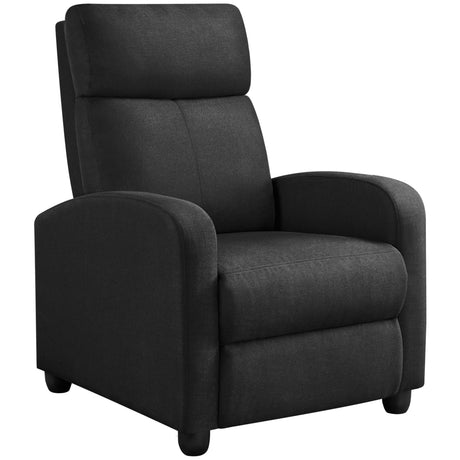 Yaheetech Fabric Recliner Chair Sofa Ergonomic Adjustable Single Sofa with Thicker Seat Cushion Modern Home Theater Seating for Living Room Matte Black Yaheetech