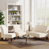 Yongqiang Small Loveseat Mini Sofa Couch Accent Upholstered Bench with Back Living Room Bedroom Office Armless Love Seat Settee Beige Yongqiang