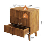 Mid-Century 3 Drawers Bedside Table Cabinet, Modern Nightstand with 3 Drawer and Solid Wood Legs, Contemporary 3-Drawer Nightstand, Mid Century Nightstand with 3 Storage Drawer for Bedroom (Walnut) affeivul