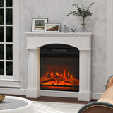 HOMCOM Modern Fireplace Mantel, Freestanding Fireplace Surround with Leg for Electric Fireplaces, 43.25" W x 42.75" H, White HOMCOM