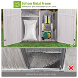 GUTINNEEN Outdoor Storage Shed with All Around Strong Metal Frame, Garden Tool Sheds Cabinet with Floor & Adjustable Shelves, Wooden Tool House for Backyard Garden Patio Lawn (White) GUTINNEEN