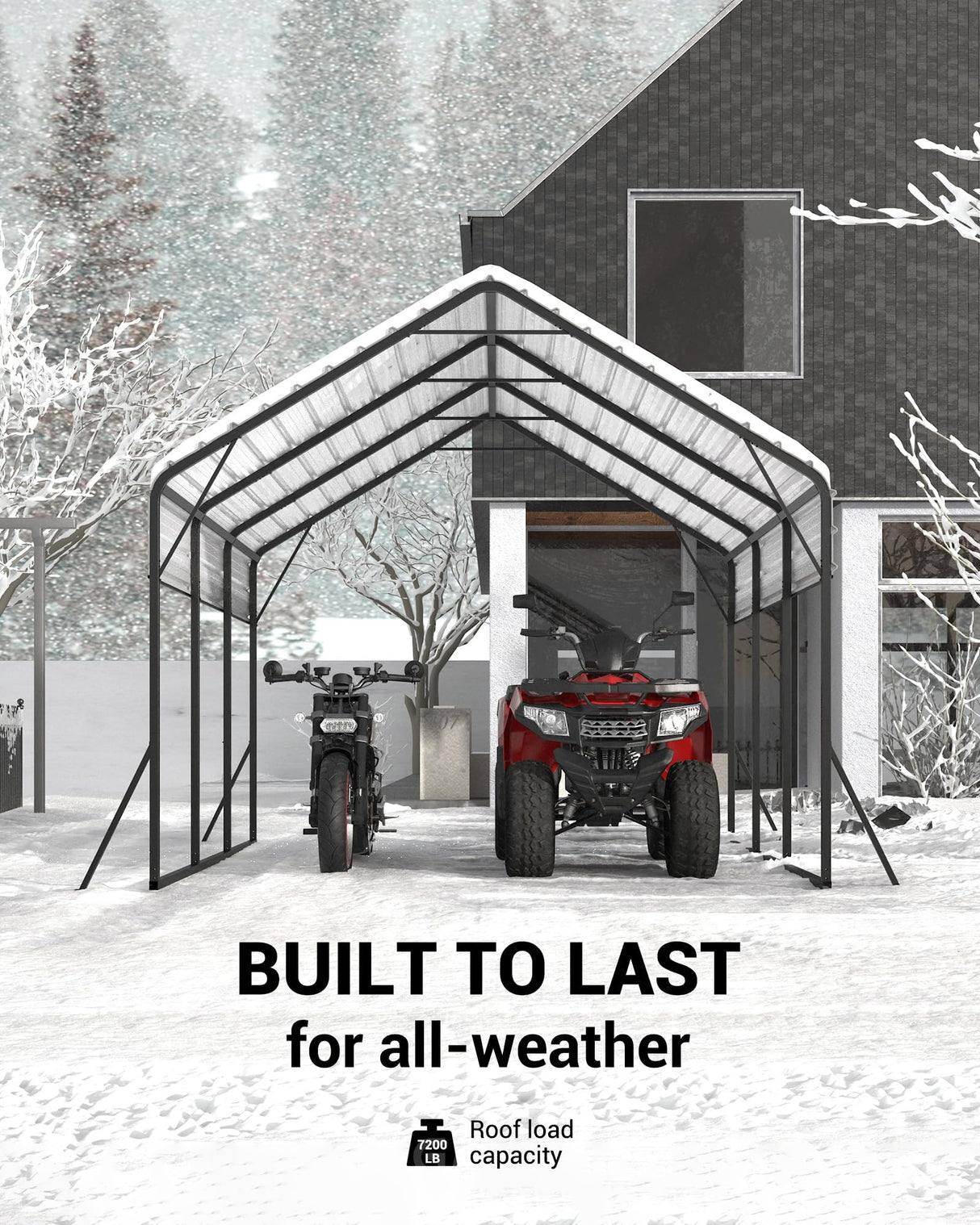 13 x 16 FT Metal Carport, Heavy Duty Carports Reinforced Frame and Steel Roof, All-Weather Shelter Canopy for Pickups, Boats, Cars, and Tractors KYBOLT