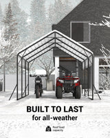 13 x 16 FT Metal Carport, Heavy Duty Carports Reinforced Frame and Steel Roof, All-Weather Shelter Canopy for Pickups, Boats, Cars, and Tractors KYBOLT